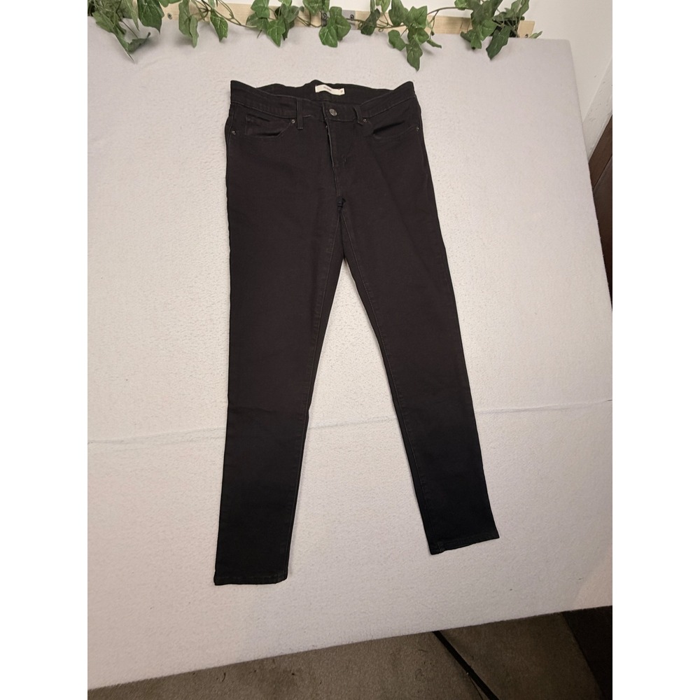 Levis 711 Skinny Jeans Black Mid Rise Stretch Denim Women's 31x30‎